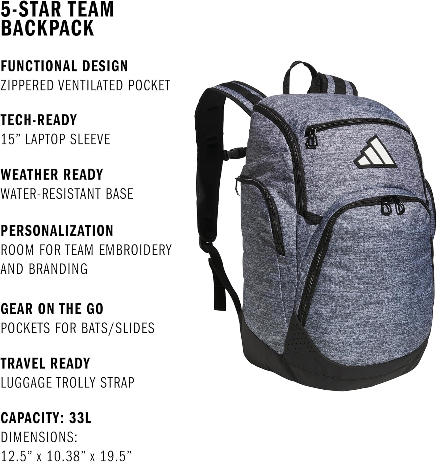 image:imageadidas 5Star Team Sports Backpack 33LJersey Onix Grey
