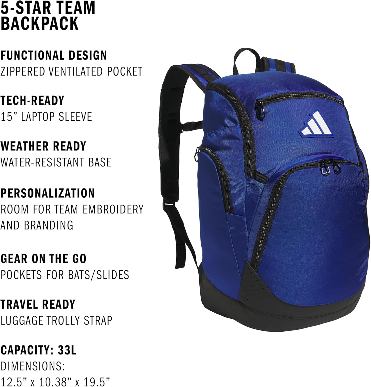 image:imageadidas 5Star Team Sports Backpack 33LTeam Royal Blue