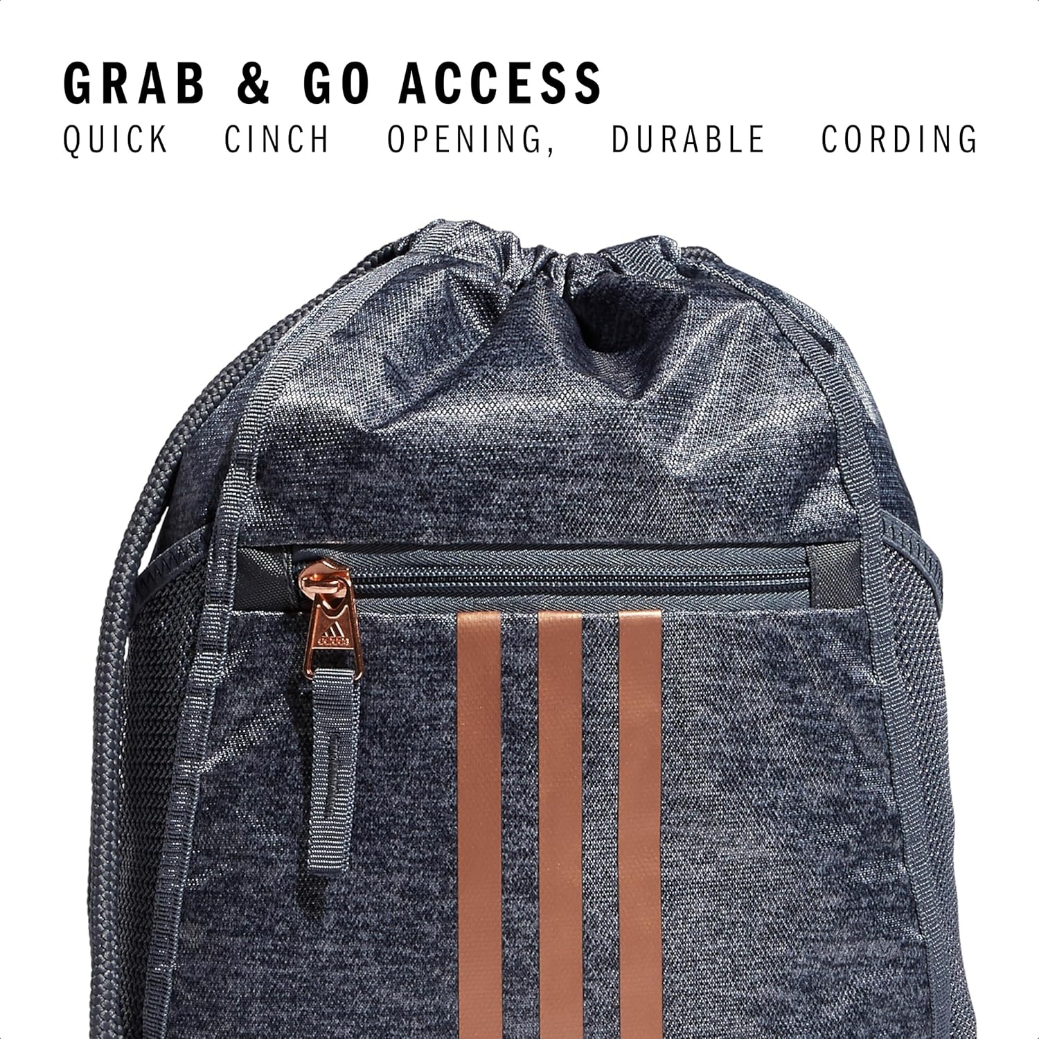 image:imageadidas Alliance Sackpack Drawstring Backpack for Sports Small Gym BagJersey Onix GreyRose Gold2