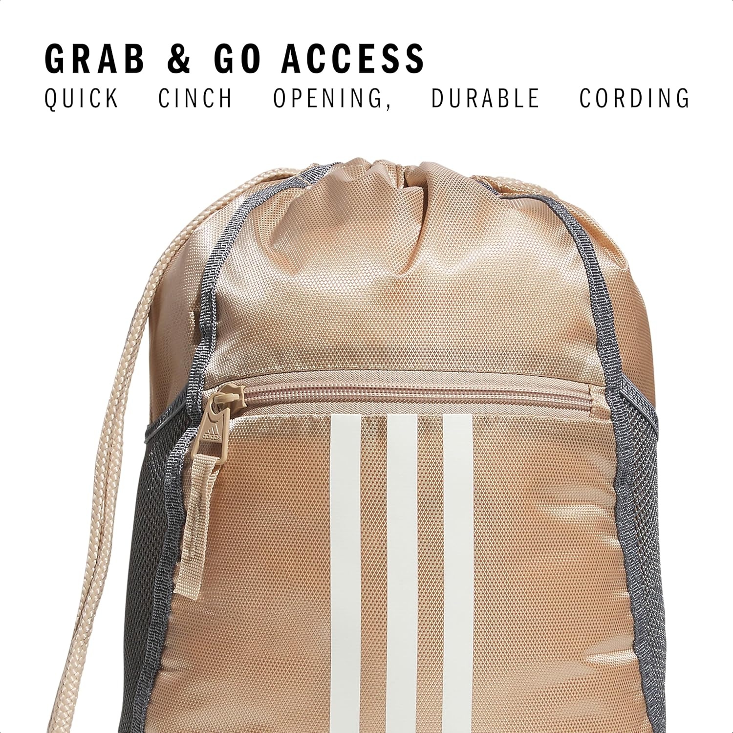 image:imageadidas Alliance Sackpack Drawstring Backpack for Sports Small Gym BagMagic BeigeOff White2