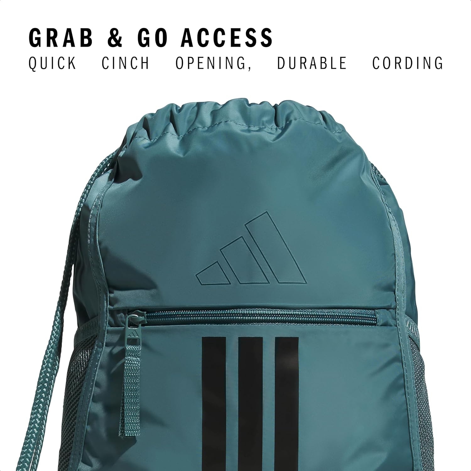 image:imageadidas Alliance Sackpack Drawstring Backpack for Sports Small Gym BagPreloved Teal GreenBlack3