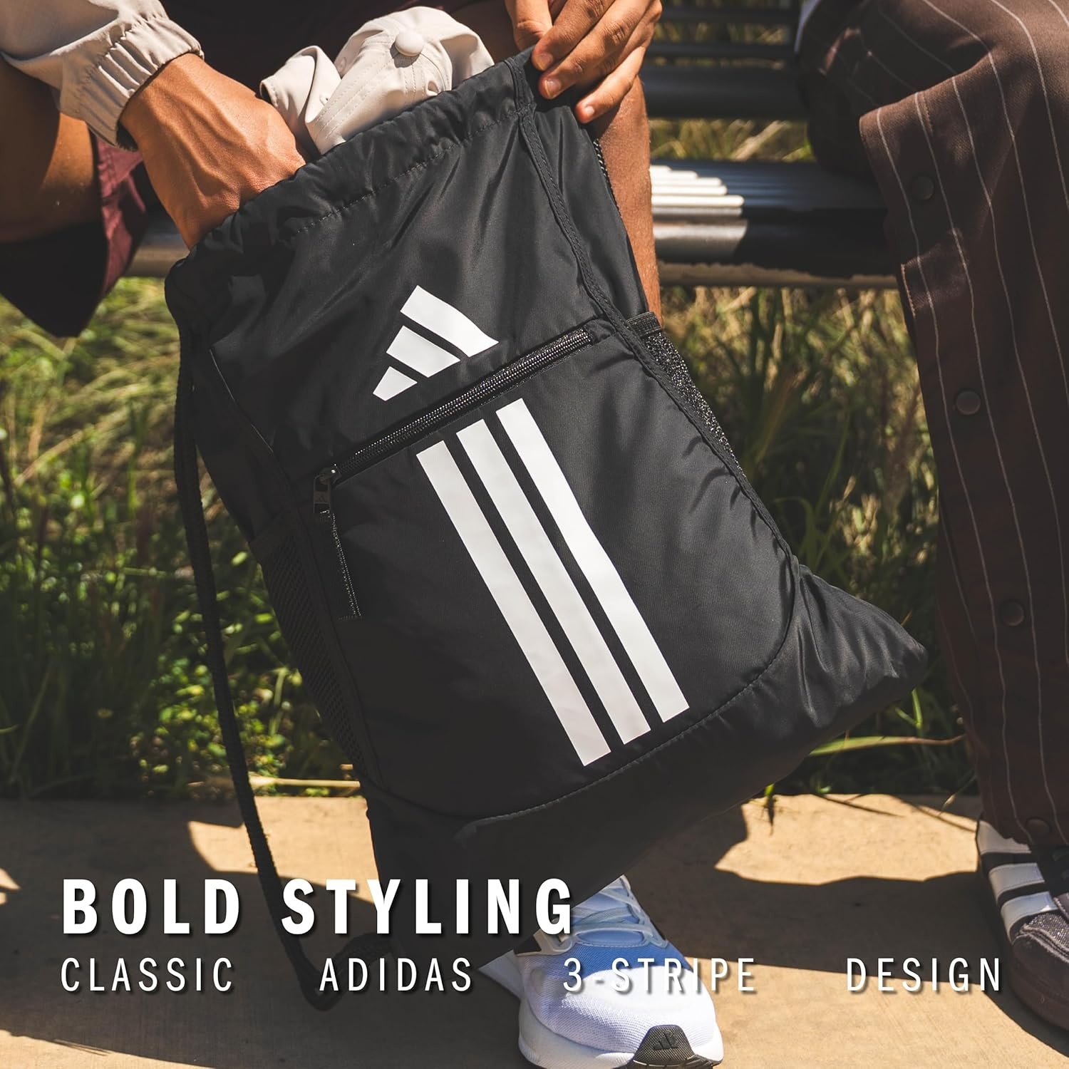 image:imageadidas Alliance Sackpack Drawstring Backpack for Sports Small Gym BagRay BlueWhite3