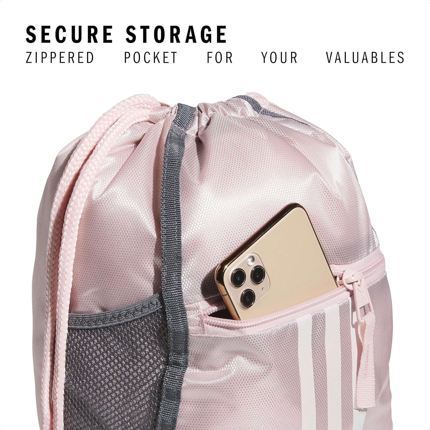 image:imageadidas Alliance Sackpack Drawstring Backpack for Sports Small Gym BagSandy PinkWhite2