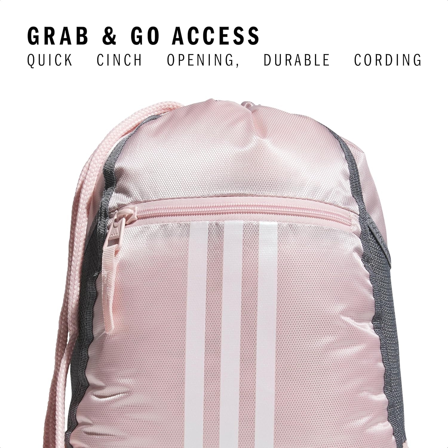 image:imageadidas Alliance Sackpack Drawstring Backpack for Sports Small Gym BagSandy PinkWhite2