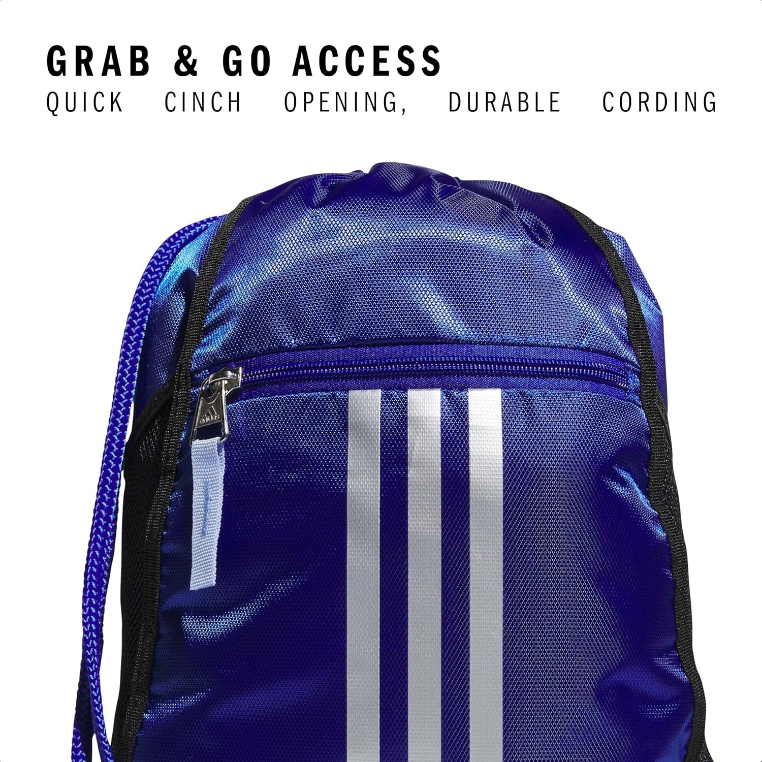 image:imageadidas Alliance Sackpack Drawstring Backpack for Sports Small Gym BagSemi Lucid BlueSilver MetallicBlue Spark2