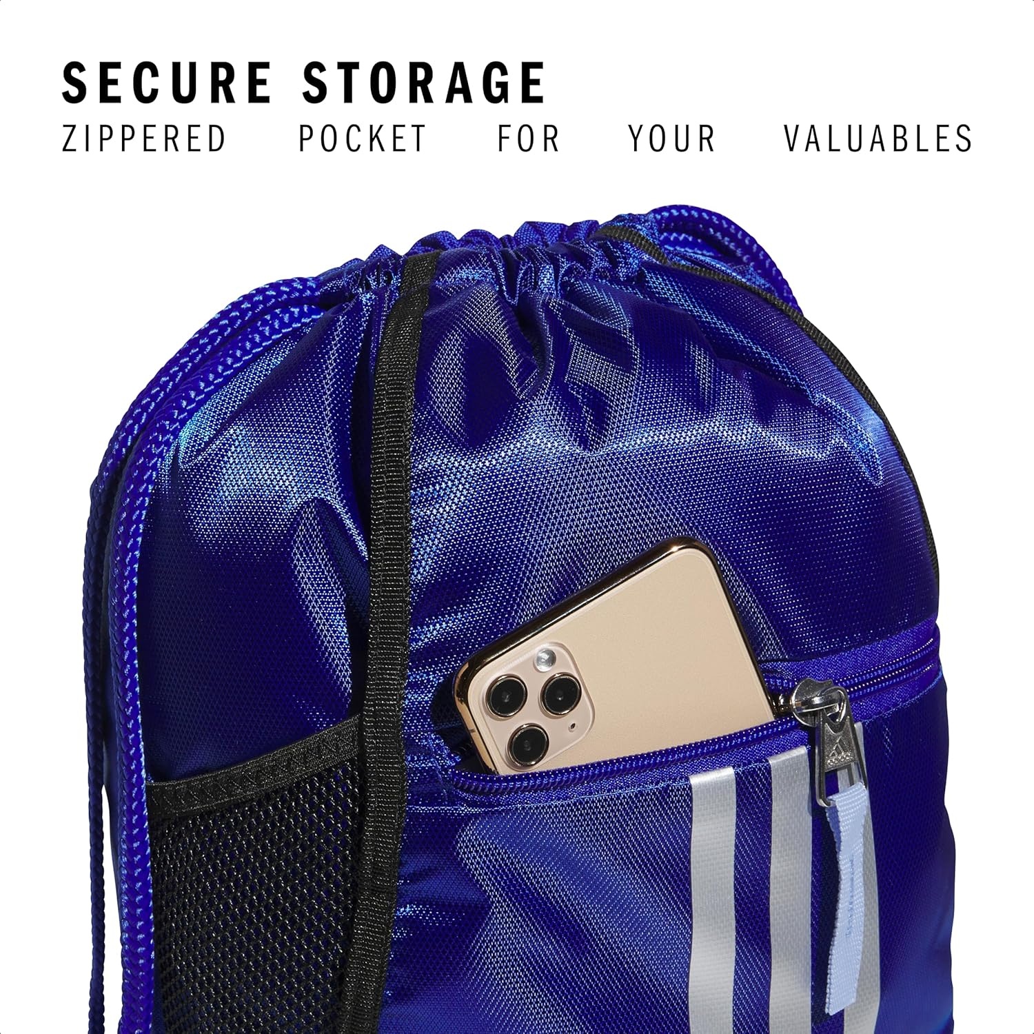 image:imageadidas Alliance Sackpack Drawstring Backpack for Sports Small Gym BagSemi Lucid BlueSilver MetallicBlue Spark2