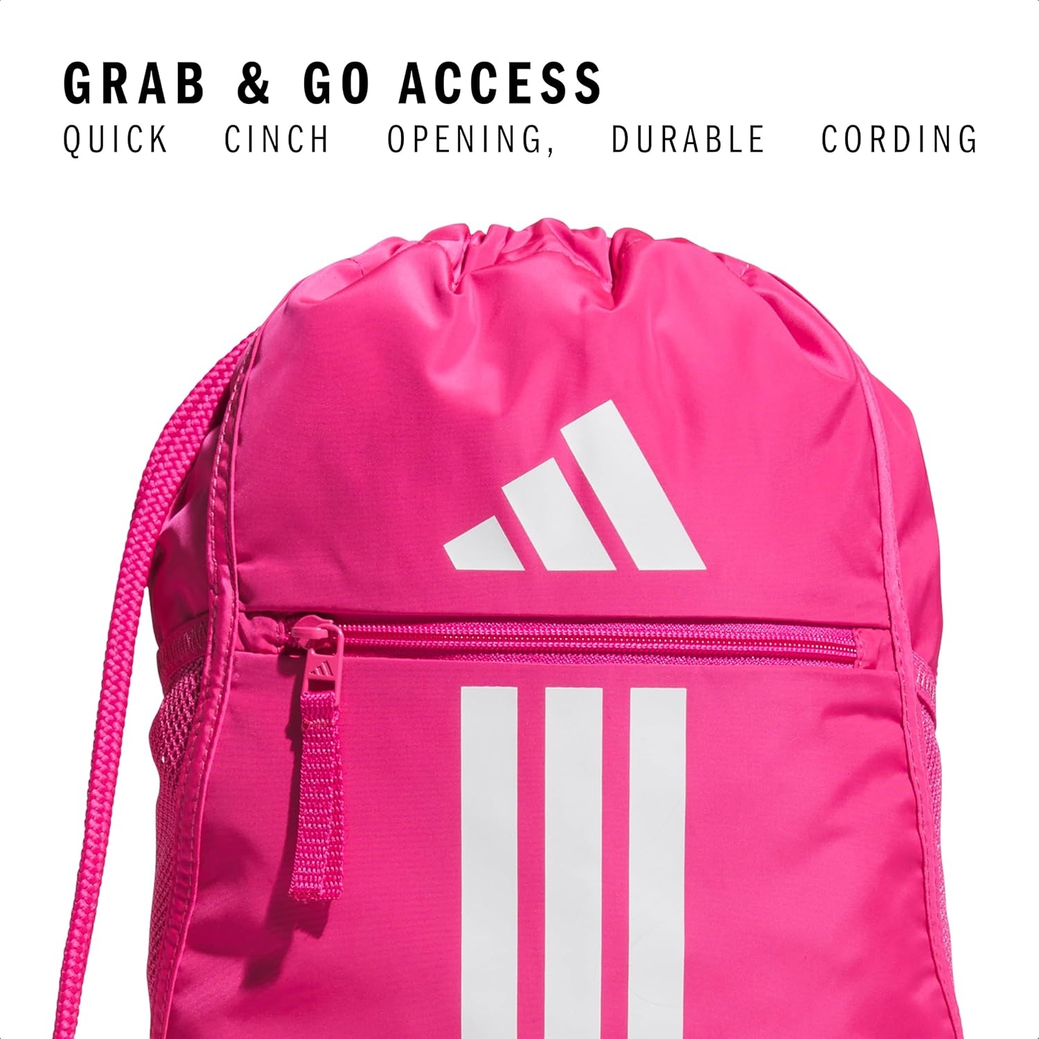 image:imageadidas Alliance Sackpack Drawstring Backpack for Sports Small Gym BagTeam Shock Pink 2White3