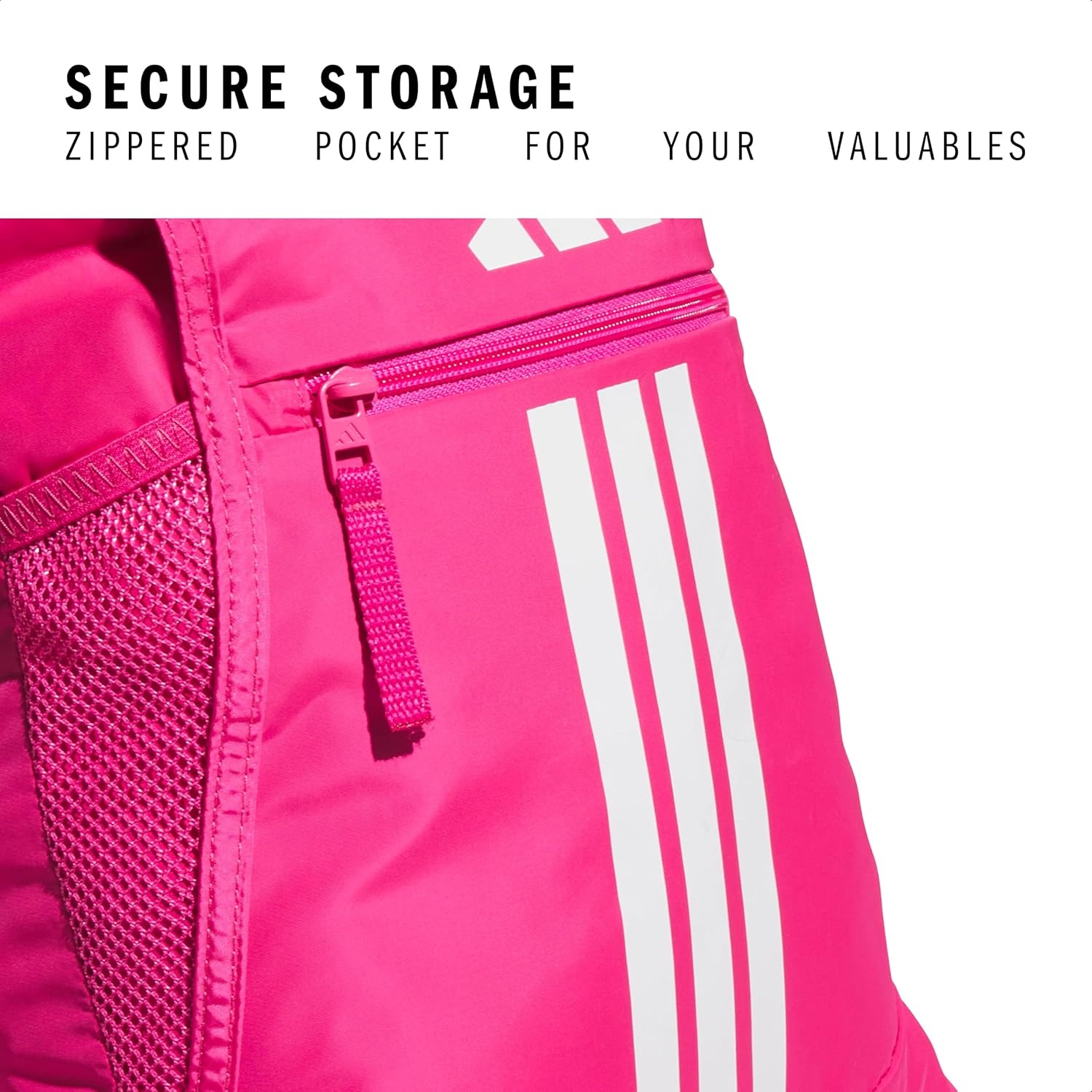 image:imageadidas Alliance Sackpack Drawstring Backpack for Sports Small Gym BagTeam Shock Pink 2White3
