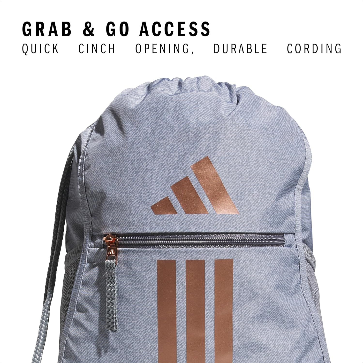 image:imageadidas Alliance Sackpack Drawstring Backpack for Sports Small Gym BagTwill GreyRose GoldGrey3