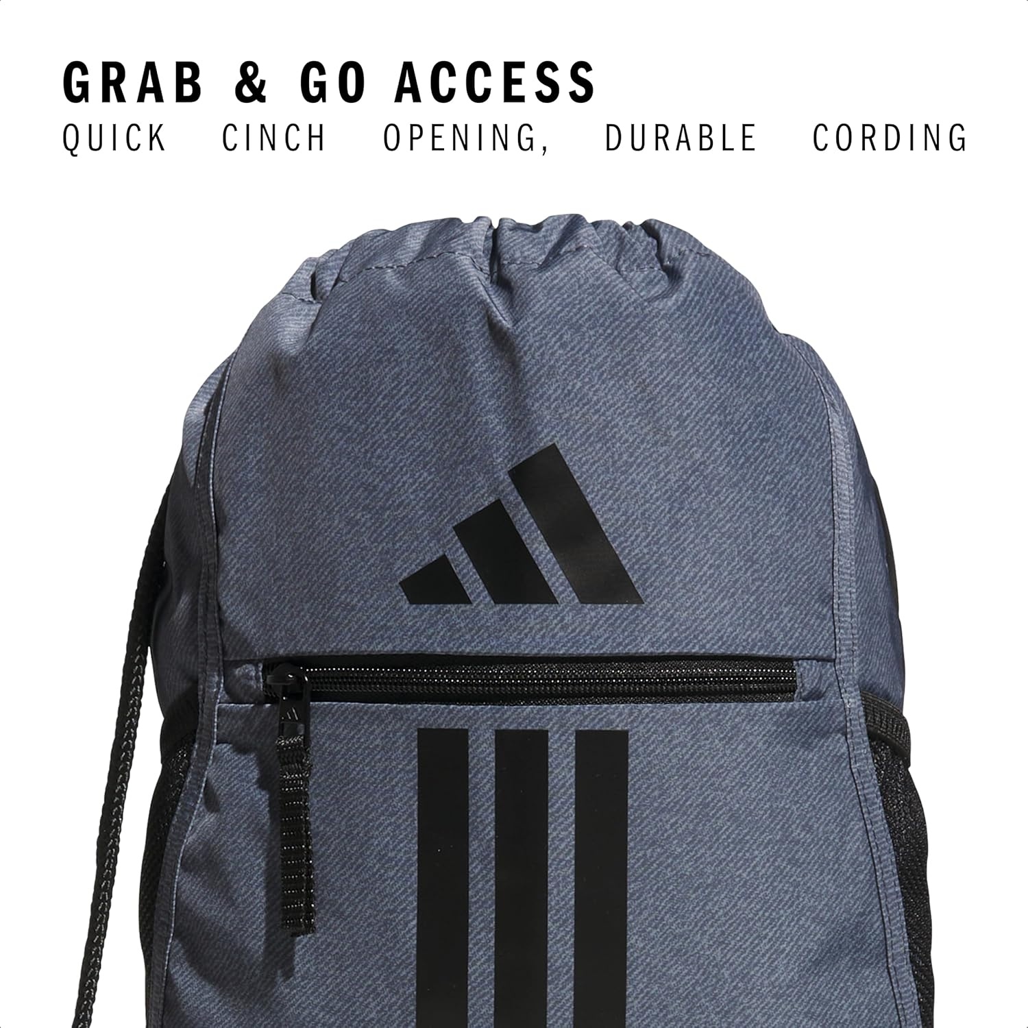 image:imageadidas Alliance Sackpack Drawstring Backpack for Sports Small Gym BagTwill Onix GreyBlack3