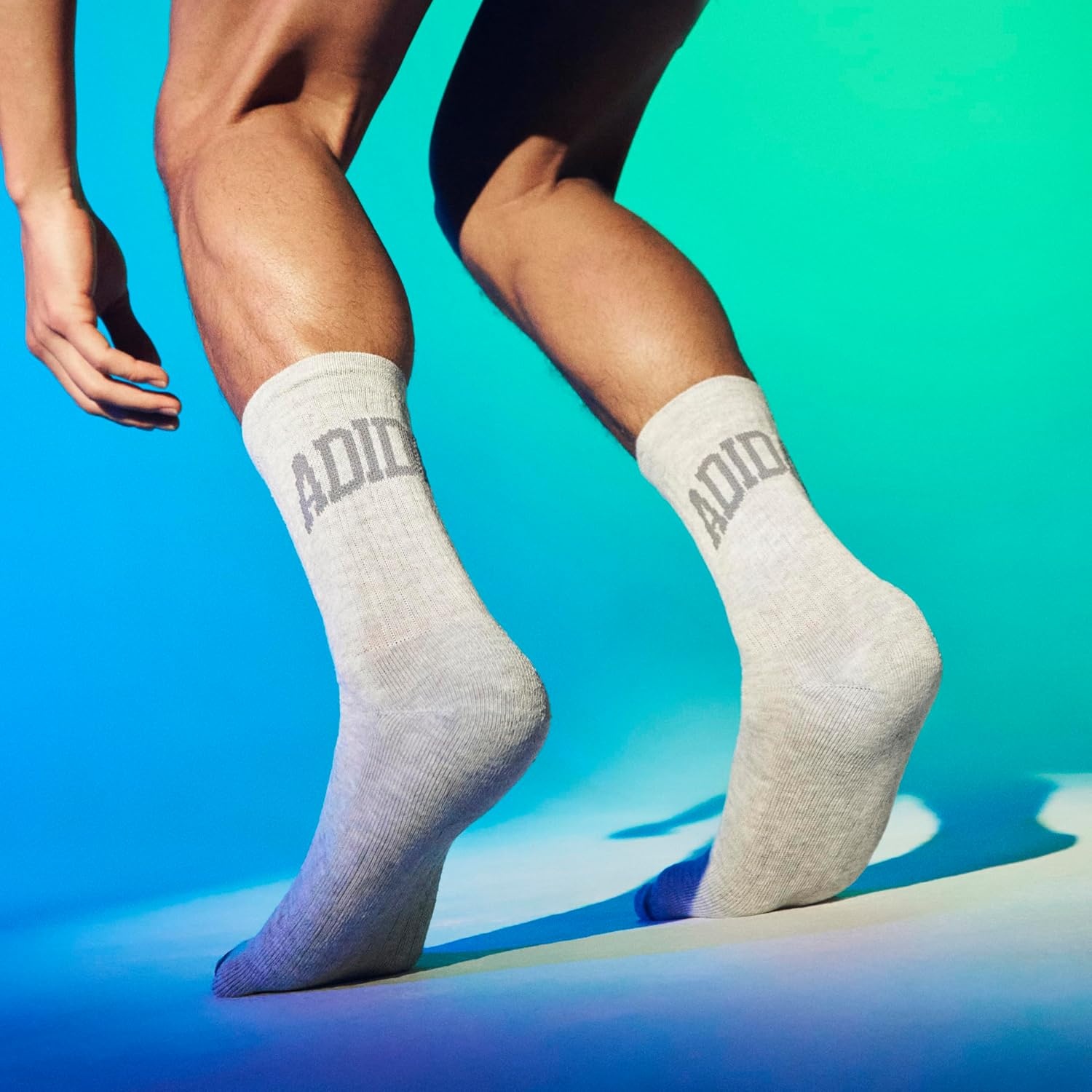 image:imageadidas Cushioned Crew Socks 3PairBlackWhiteCool Light HeatherFoundation2