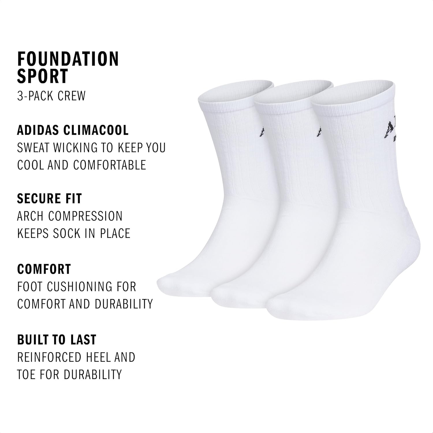 image:imageadidas Cushioned Crew Socks 3PairWhiteBlackFoundation