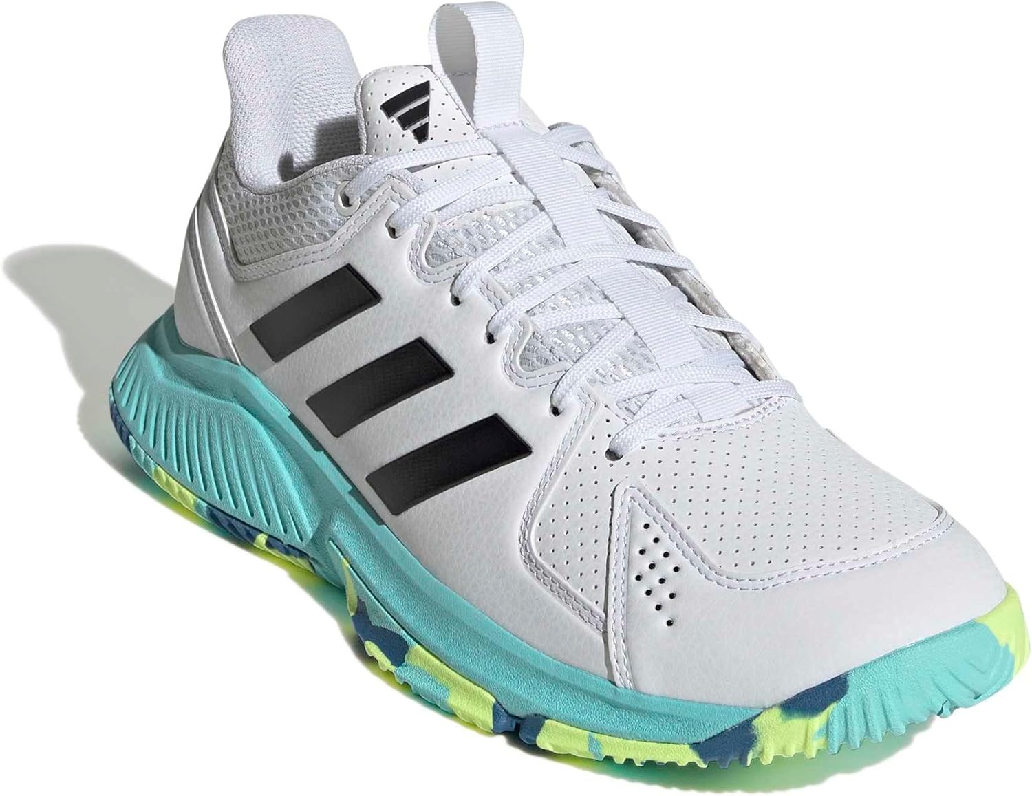 image:imageadidas Womens Court Flight Indoor Volleyball Volleyball Sneakers Shoes PinkWhiteBlackFlash Aqua