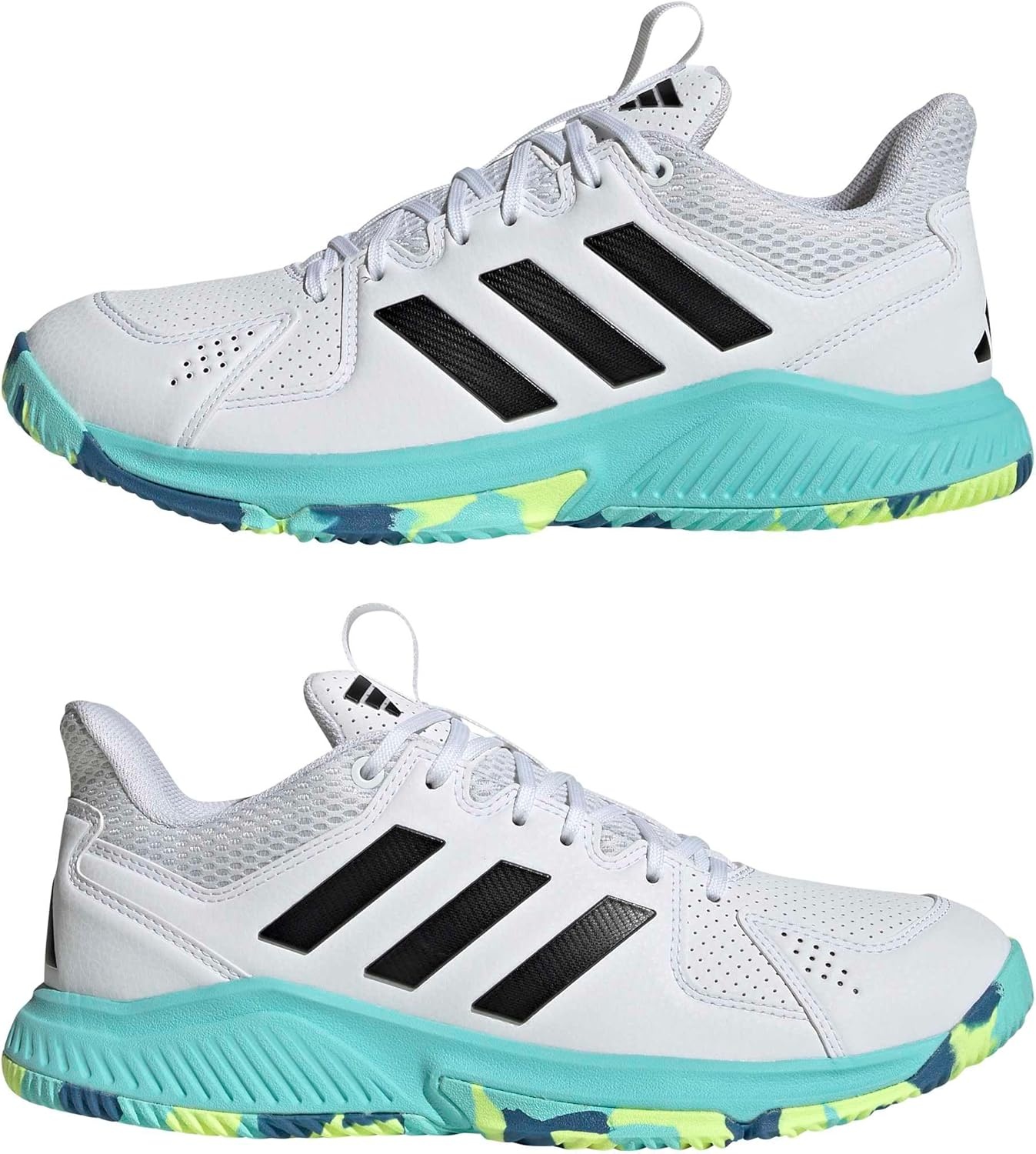 image:imageadidas Womens Court Flight Indoor Volleyball Volleyball Sneakers Shoes PinkWhiteBlackFlash Aqua