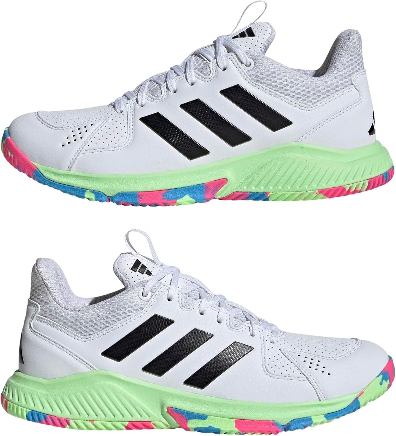 image:imageadidas Womens Court Flight Indoor Volleyball Volleyball Sneakers Shoes PinkWhiteBlackGreen Spark