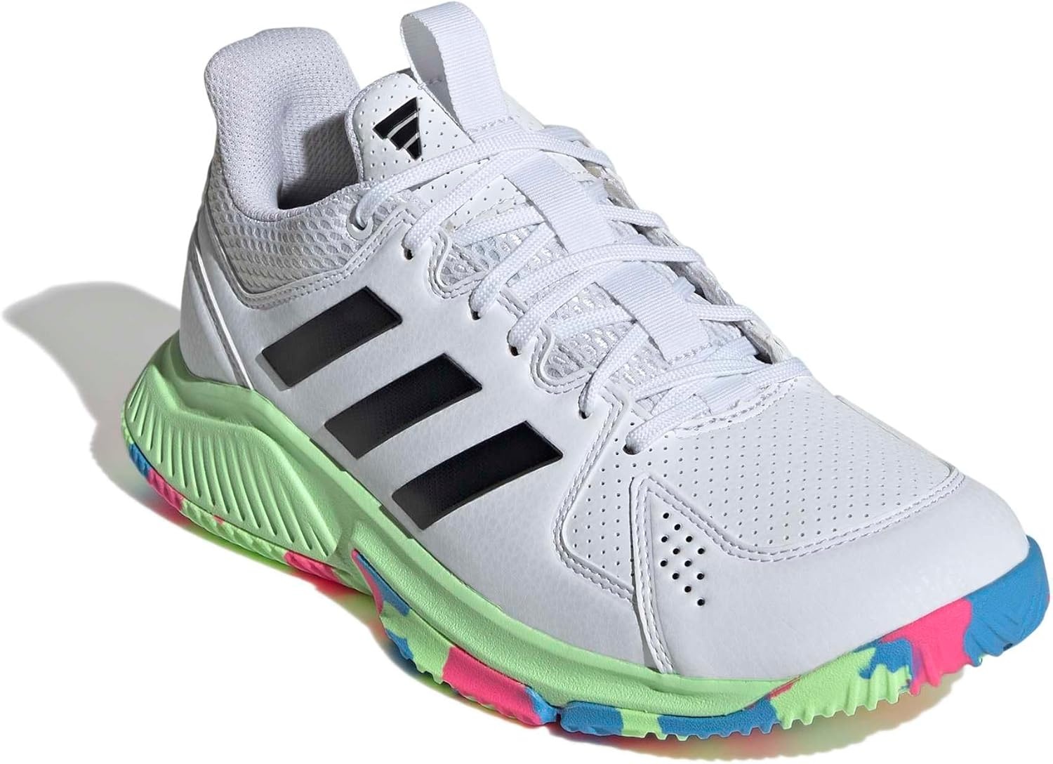 image:imageadidas Womens Court Flight Indoor Volleyball Volleyball Sneakers Shoes PinkWhiteBlackGreen Spark