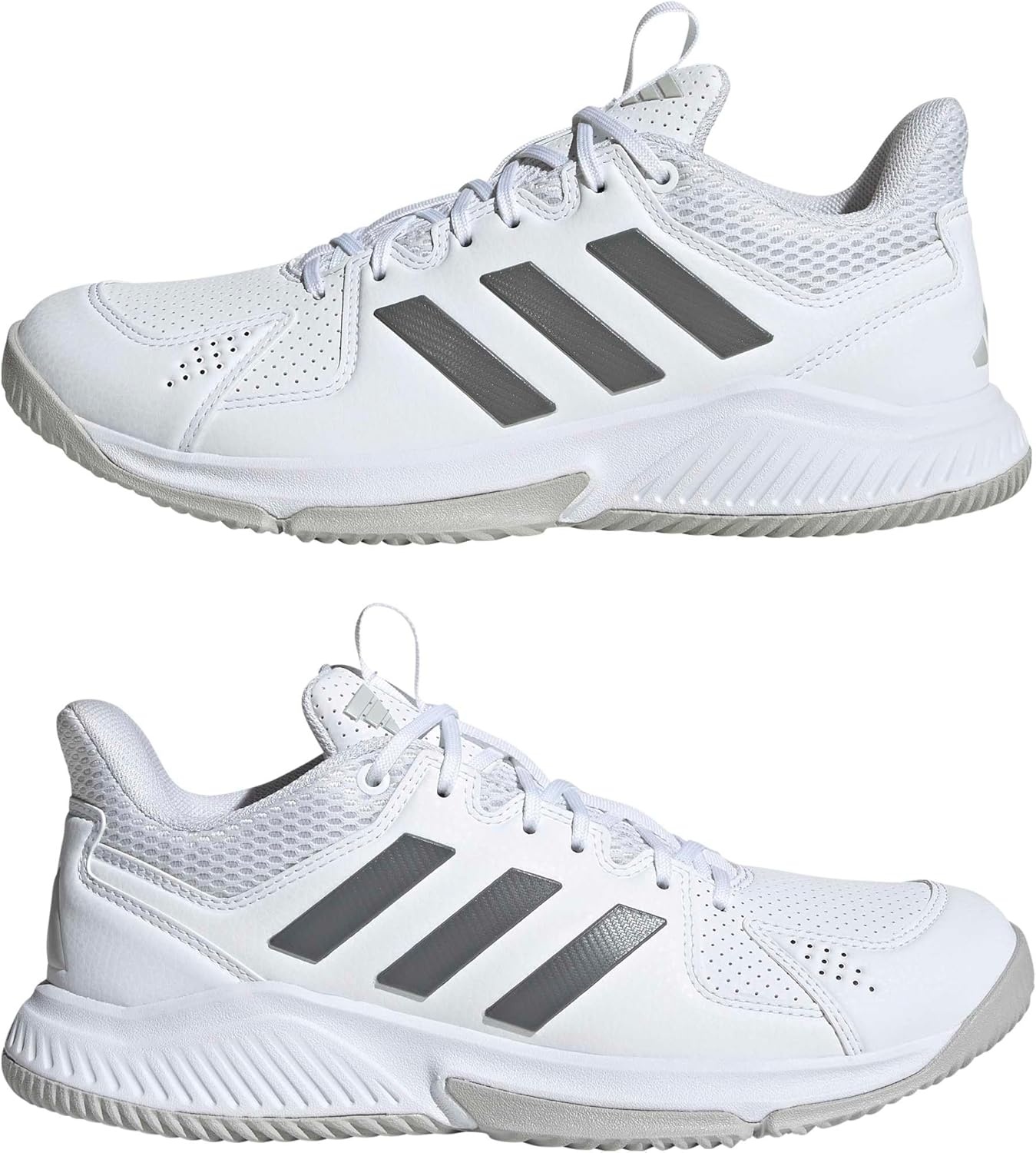image:imageadidas Womens Court Flight Indoor Volleyball Volleyball Sneakers Shoes PinkWhiteDark GreyGrey