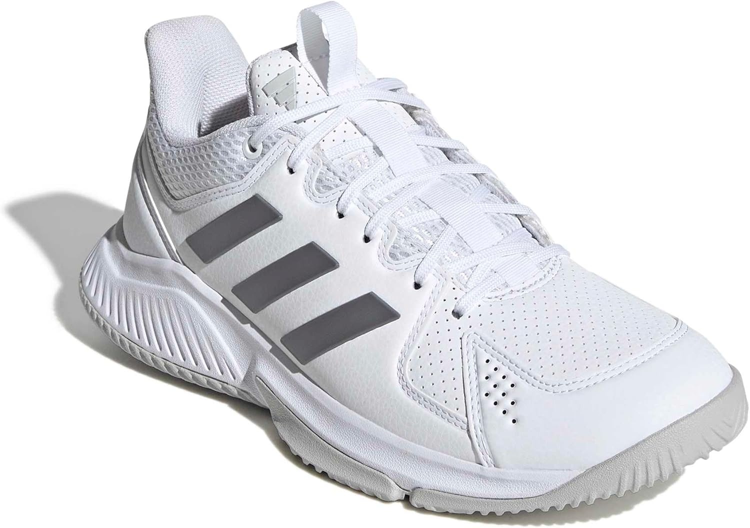 image:imageadidas Womens Court Flight Indoor Volleyball Volleyball Sneakers Shoes PinkWhiteDark GreyGrey
