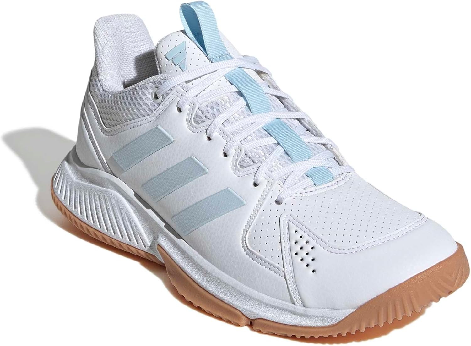 image:imageadidas Womens Court Flight Indoor Volleyball Volleyball Sneakers Shoes PinkWhiteIce BlueGum