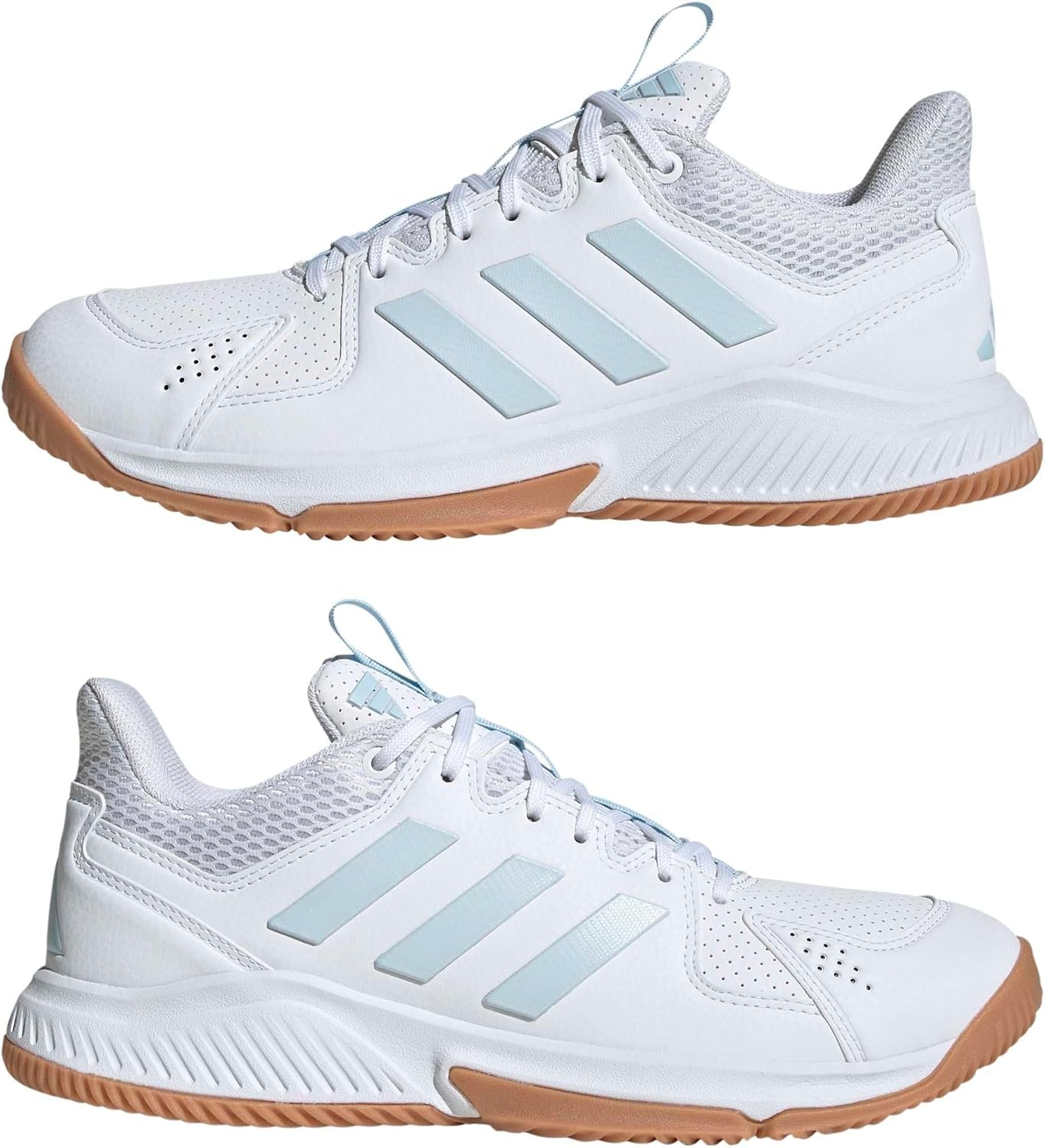 image:imageadidas Womens Court Flight Indoor Volleyball Volleyball Sneakers Shoes PinkWhiteIce BlueGum