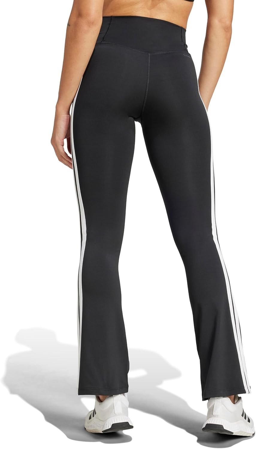 image:imageadidas Womens Optime Essentials 3Stripes Flared Training LeggingsBlackWhite