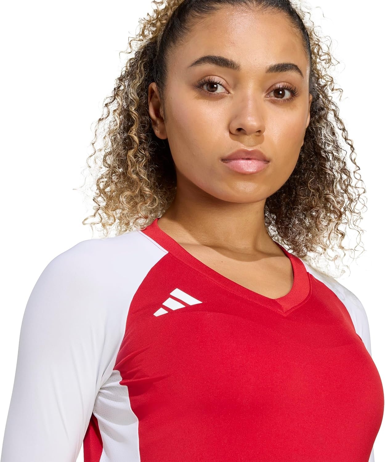 image:imageadidas Womens Quickset Volleyball Long Sleeve JerseyTeam Power Red