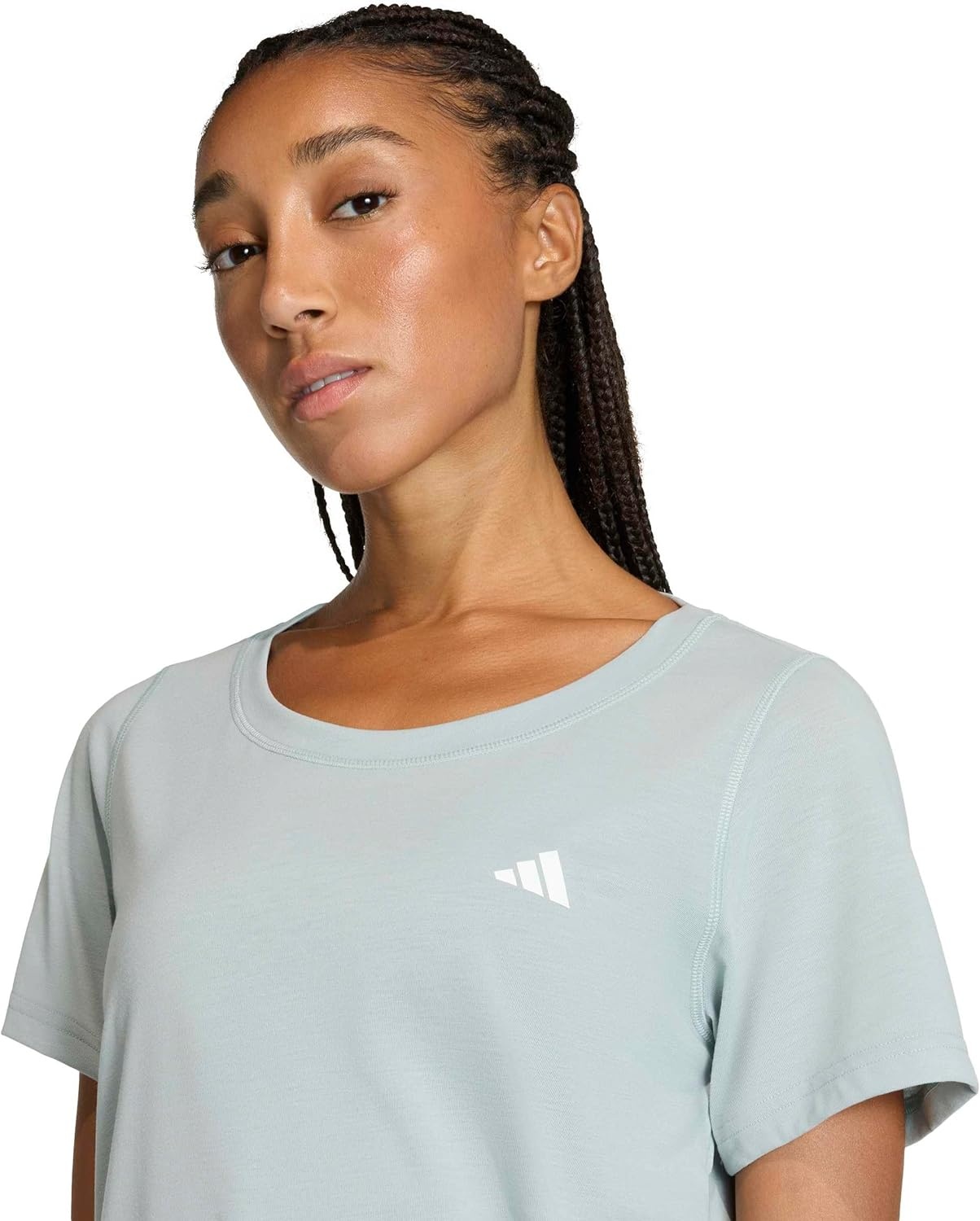 image:imageadidas Womens Workout Essentials ScoopNeck TShirtWonder Sage