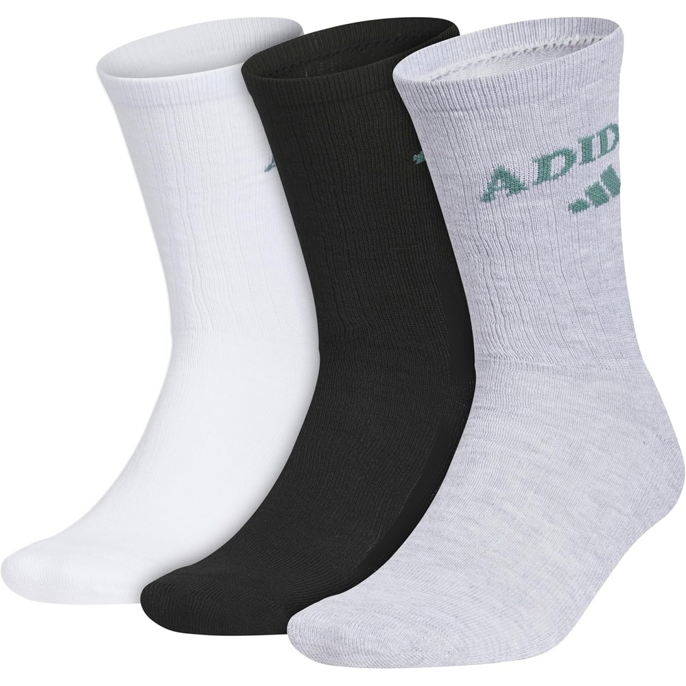 image:imageadidas Cushioned Crew Socks 3PairWhitePreloved Teal GreenBlackFoundation