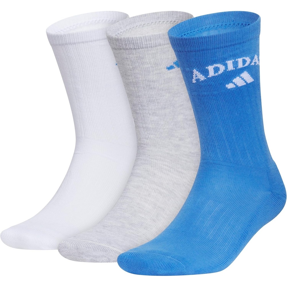 image:imageadidas Cushioned Crew Socks 3PairWhiteRay BlueCool Light HeatherFoundation