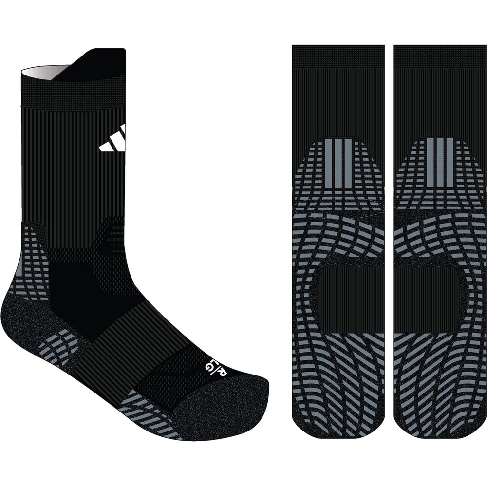 image:imageadidas Unisex 5Star Silicone Grip Crew Socks 1 Pair for Training and Multiple SportsBlackOnix GreyWhite