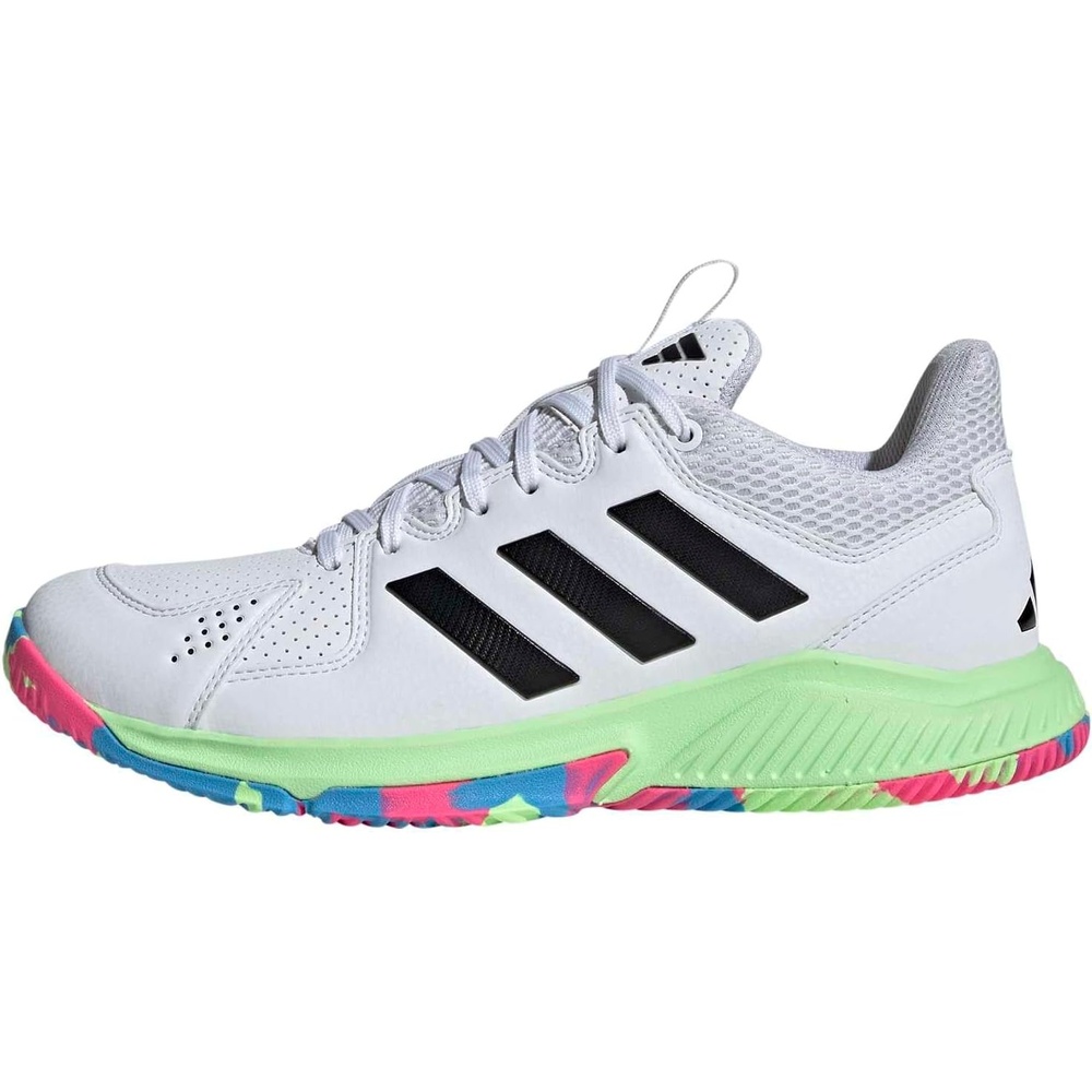 image:imageadidas Womens Court Flight Indoor Volleyball Volleyball Sneakers Shoes PinkWhiteBlackGreen Spark