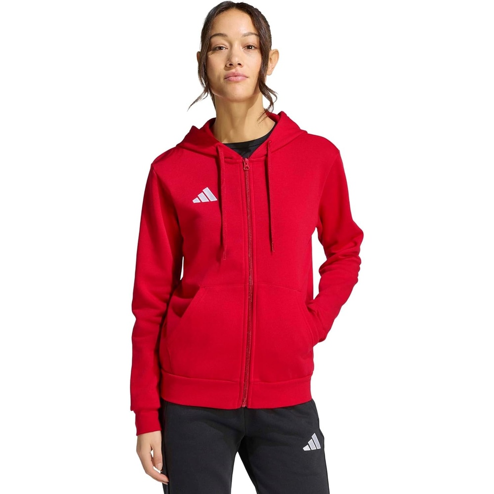 image:imageadidas Womens Entrada 26 Fullzip HoodieTeam Power RedWhite