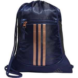 adidas Alliance Sackpack – Drawstring Backpack for Sports, Small Gym Bag(Dark Blue/Rose Gold/2)