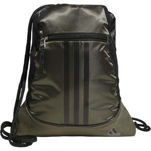 adidas Alliance Sackpack – Drawstring Backpack for Sports, Small Gym Bag(Olive Strata Green/Black/Silver Metallic/2)