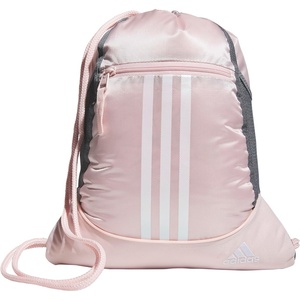 adidas Alliance Sackpack – Drawstring Backpack for Sports, Small Gym Bag(Sandy Pink/White/2)
