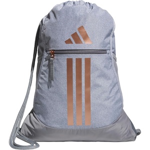 adidas Alliance Sackpack – Drawstring Backpack for Sports, Small Gym Bag(Twill Grey/Rose Gold/Grey/3)