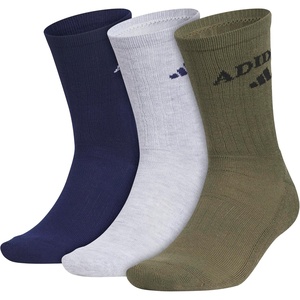 adidas Cushioned Crew Socks 3-Pair(Dark Blue/Cool Light Heather/Olive Strata Green/Foundation)
