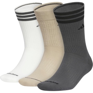 adidas Cushioned Crew Socks 3-Pair(Off White/Wonder Cargo Khaki/Grey Six/3-stripe/3)