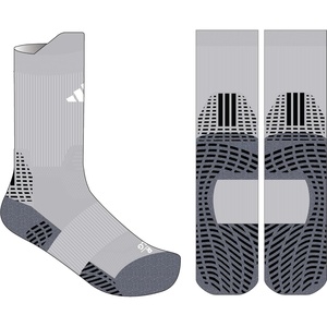 adidas Unisex 5-Star Silicone Grip Crew Socks (1 Pair) for Training and Multiple Sports(Light Grey/Onix Grey/White)