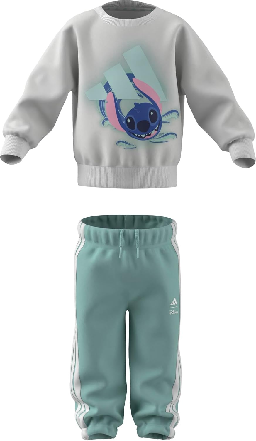 image:imageAdidas UnisexBaby Adidas x Disney Lilo and Stitch Jogger SetWhiteSemi Flash Aqua