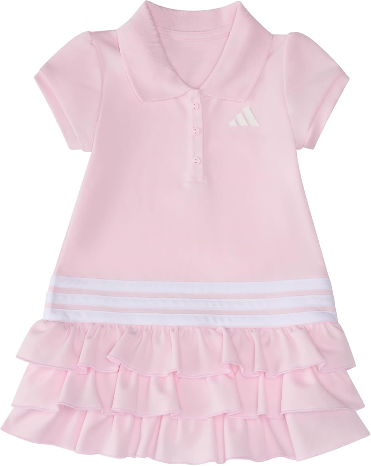 image:imageadidas Baby Girls Short Sleeve Ruffle Polo Dress 2Piece SetClear Pink