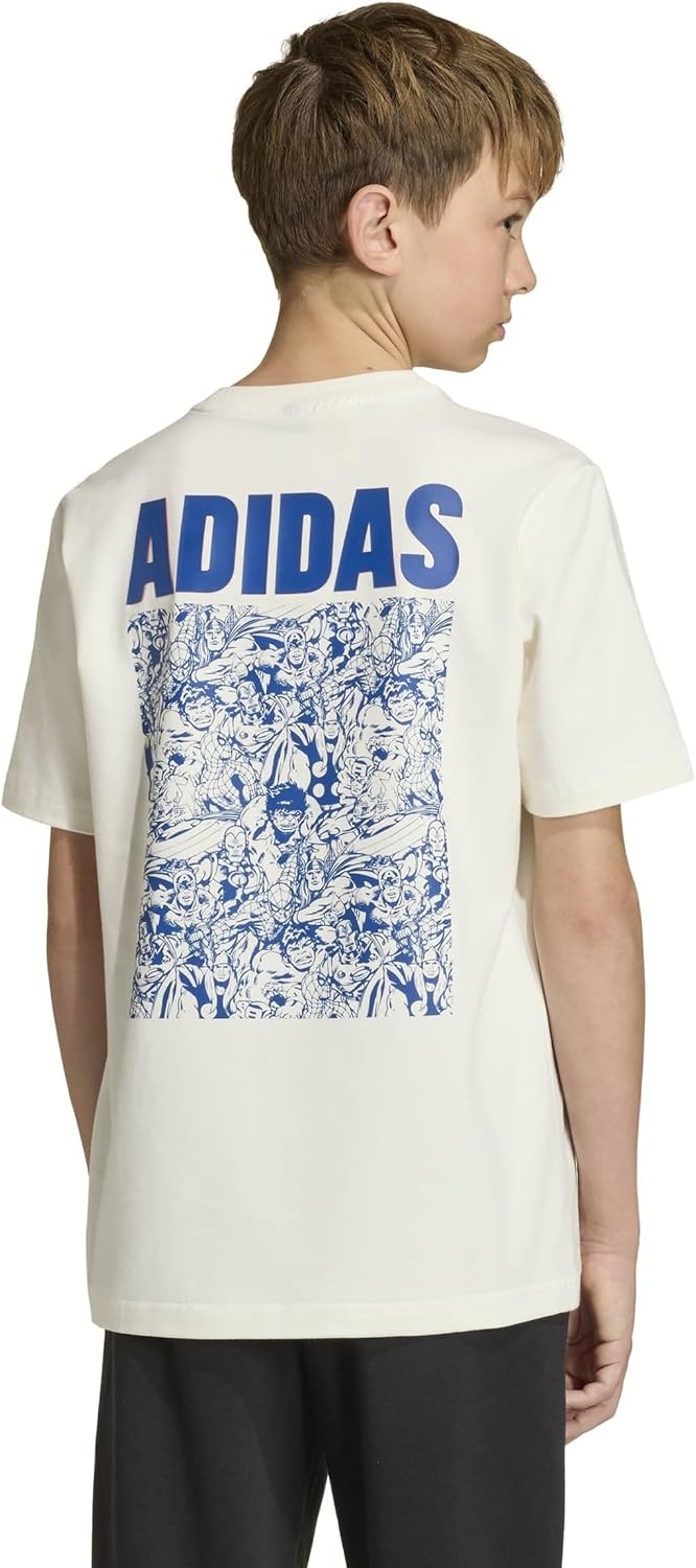 image:imageadidas Boys Marvel SpiderMan Graphics TShirtOff WhiteRay BlueAvengers
