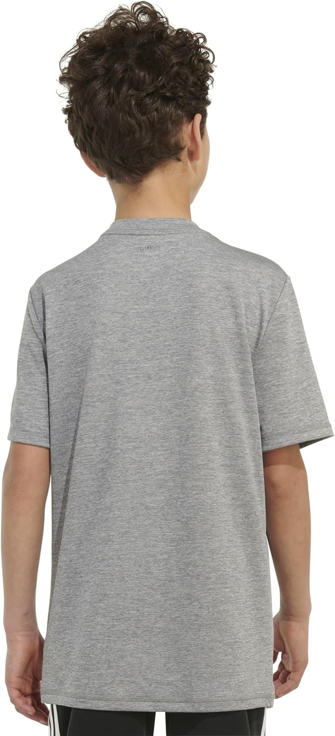 image:imageadidas Boys Stay Dry Climalite Short Sleeve TShirtCharcoal Grey Heather