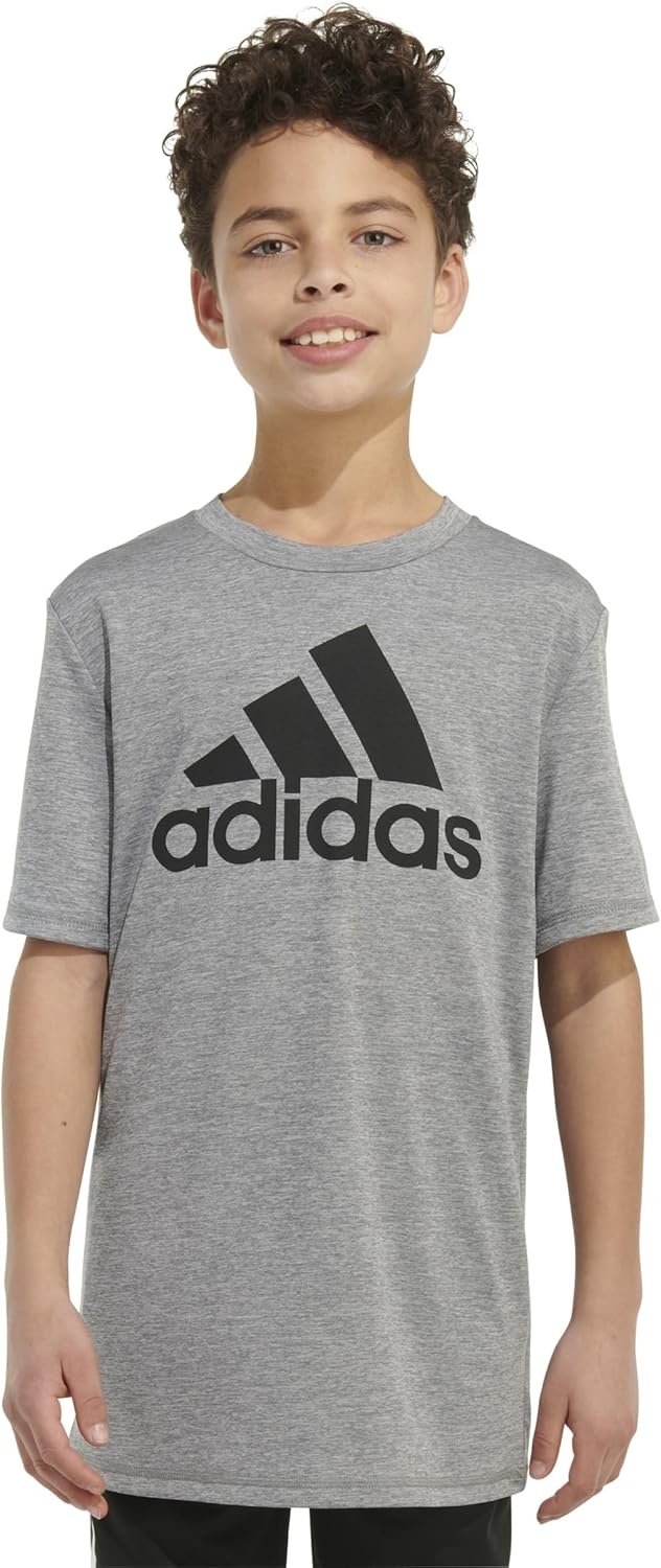 image:imageadidas Boys Stay Dry Climalite Short Sleeve TShirtCharcoal Grey Heather