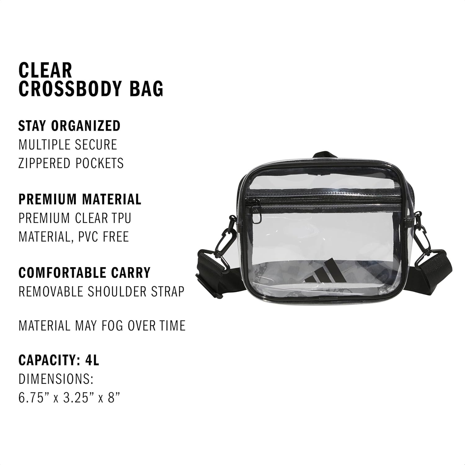 image:imageadidas Clear Stadium Bag Small Transparent Crossbody 4LClearBlack