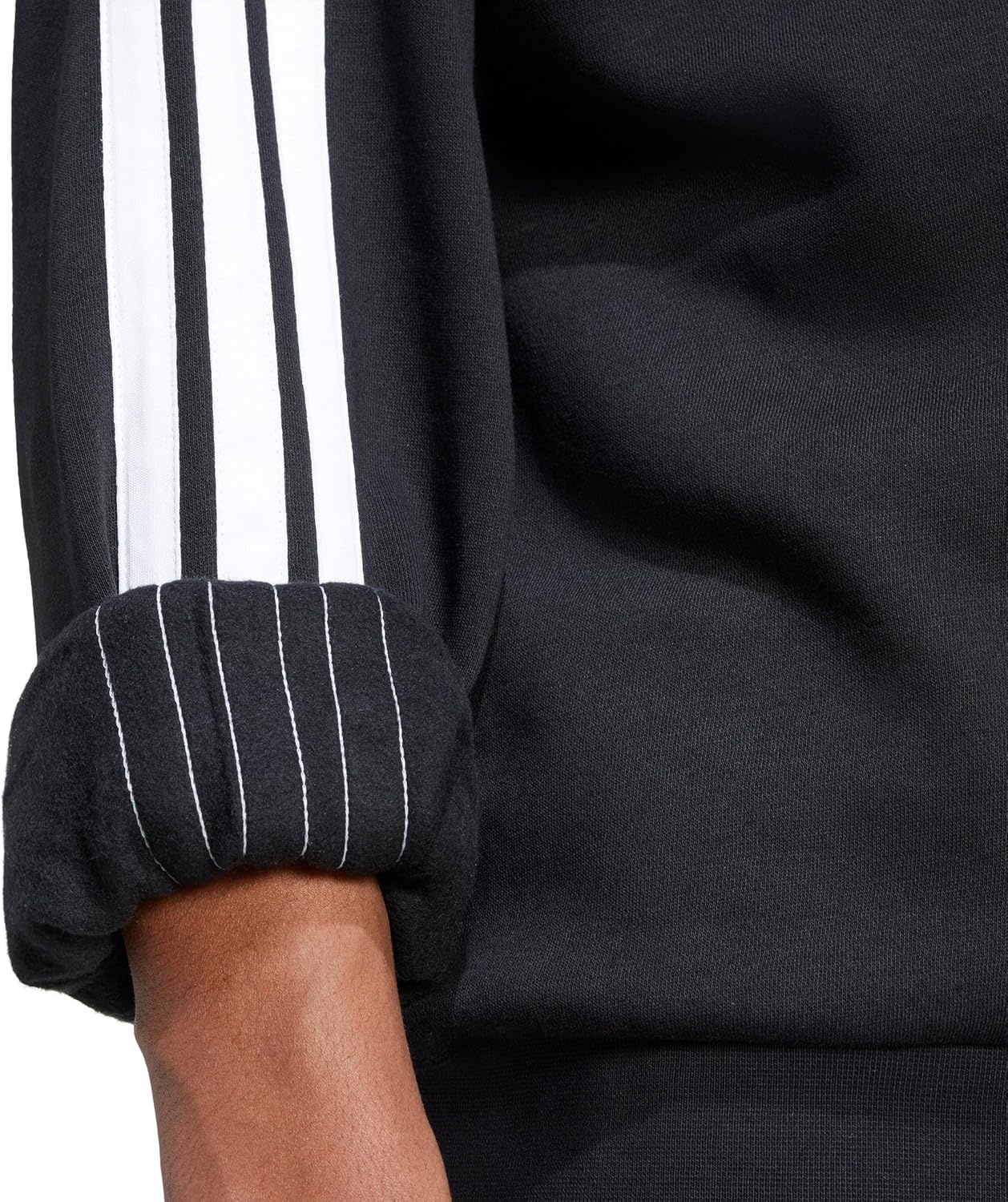 image:imageadidas Essentials Fleece 3Stripes SweatshirtBlackWhite