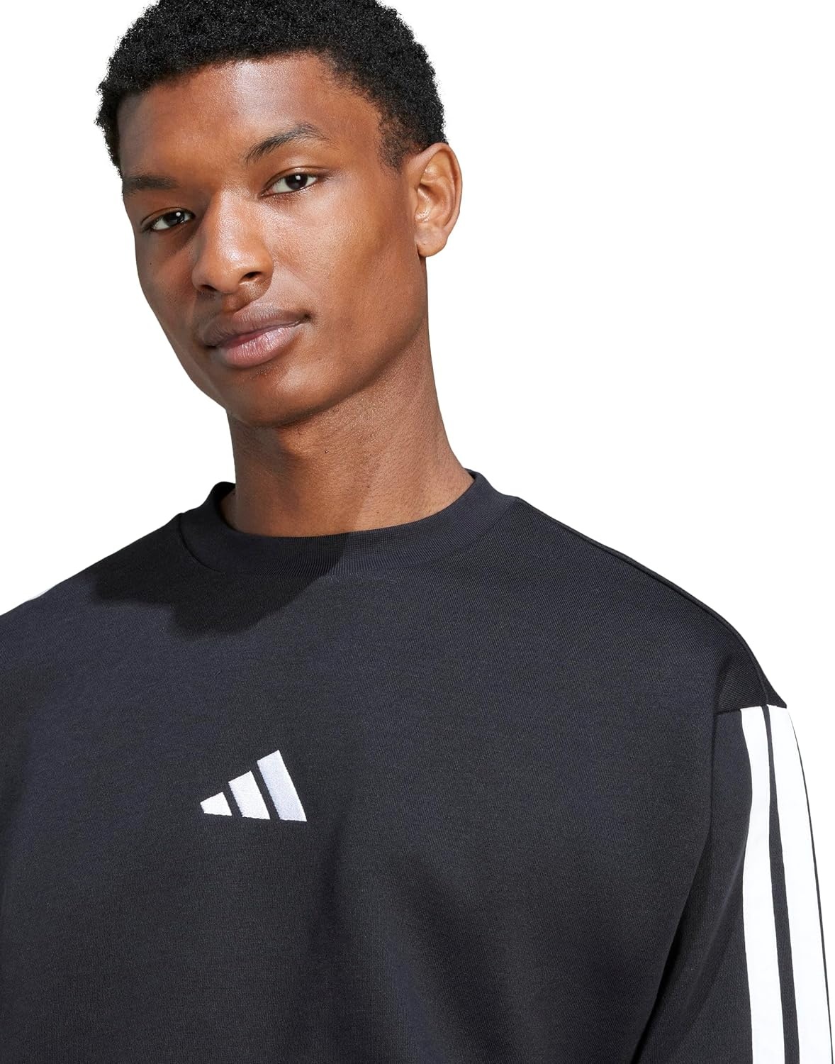 image:imageadidas Essentials Fleece 3Stripes SweatshirtBlackWhite