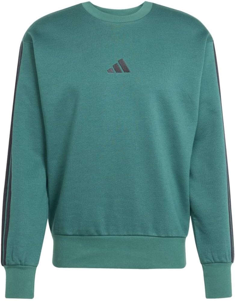 image:imageadidas Essentials Fleece 3Stripes SweatshirtCollegiate GreenBlack