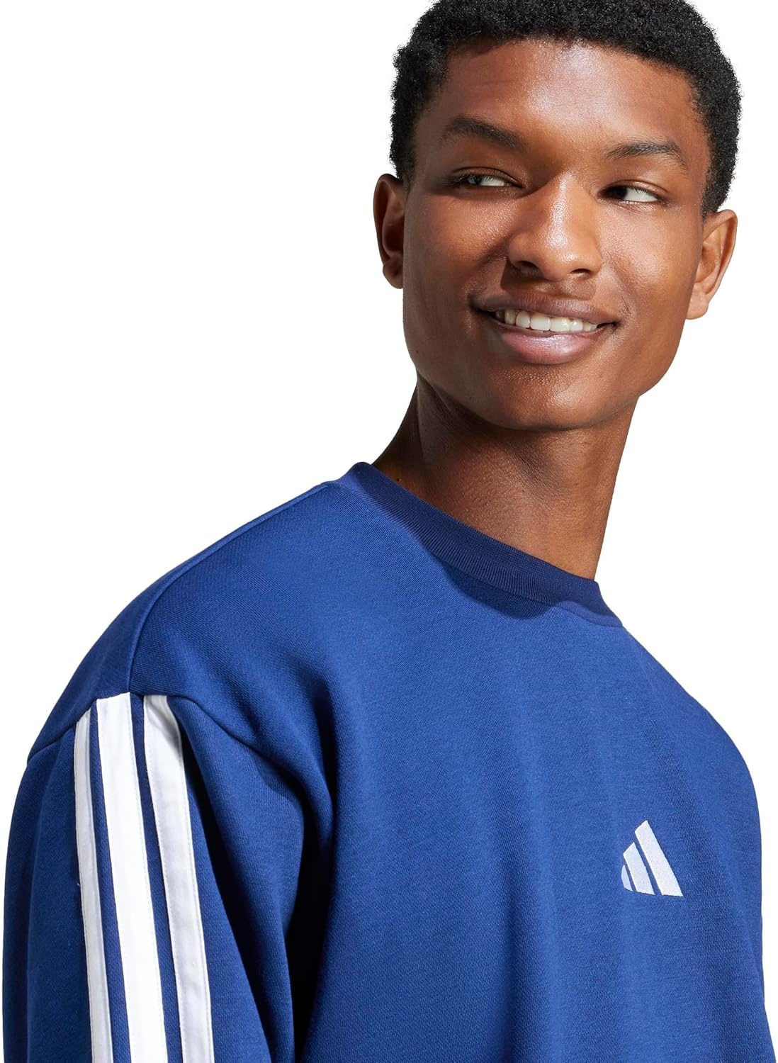 image:imageadidas Essentials Fleece 3Stripes SweatshirtDark BlueWhite