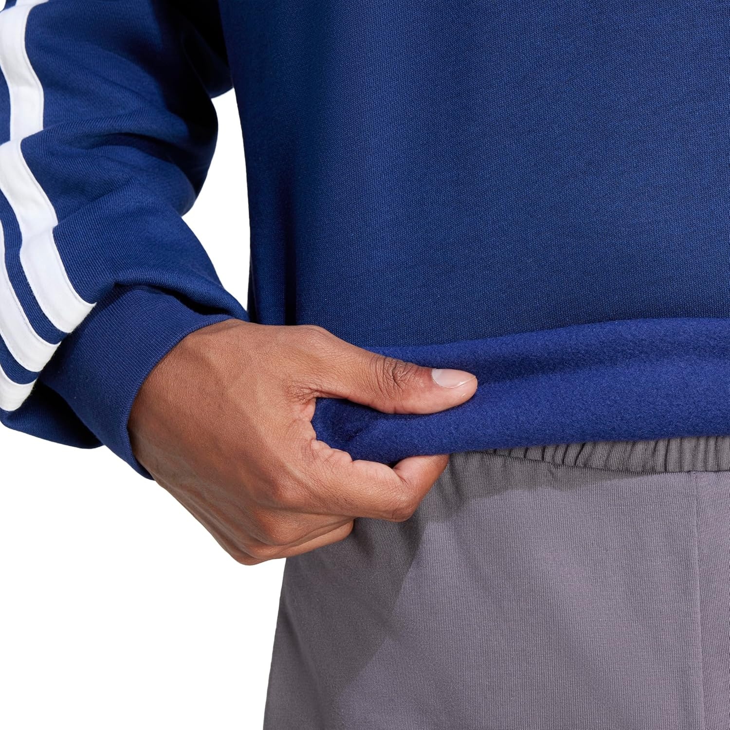 image:imageadidas Essentials Fleece 3Stripes SweatshirtDark BlueWhite